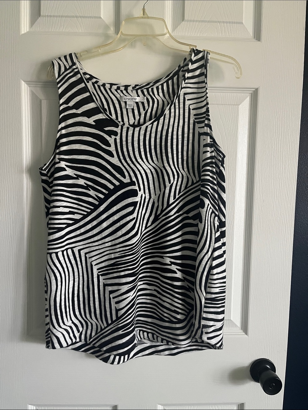 Chico's Monochrome Zebra-Stripe Tank Top
